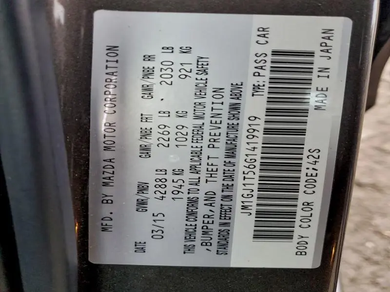 2016 MAZDA 6 TOURING  