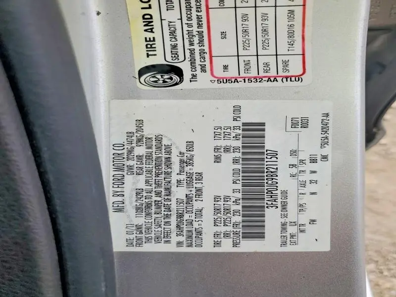 2011 FORD FUSION SEL  