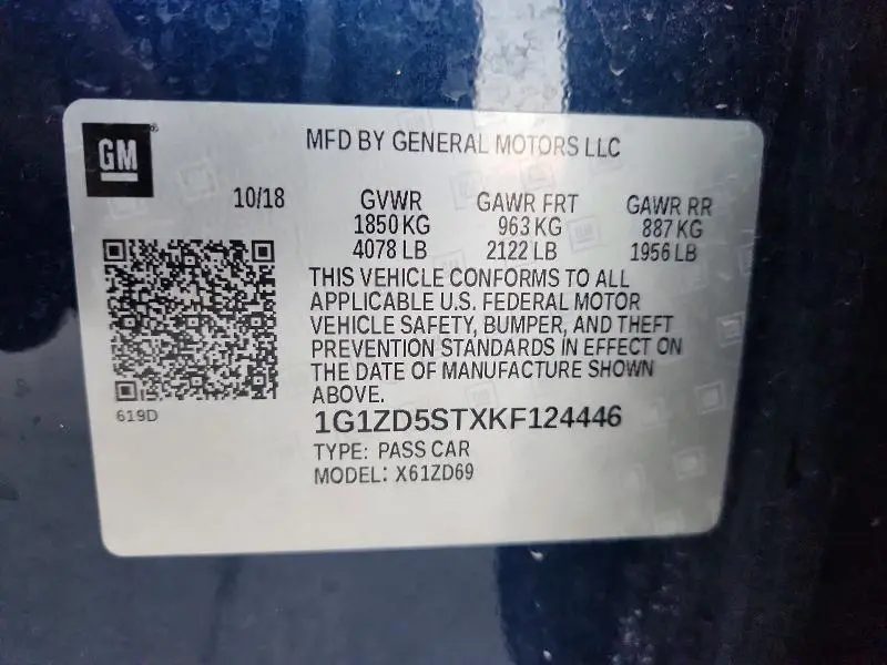 2019 CHEVROLET MALIBU LT  