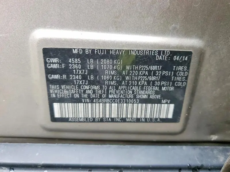 2014 SUBARU OUTBACK 2.5I PREMIUM  