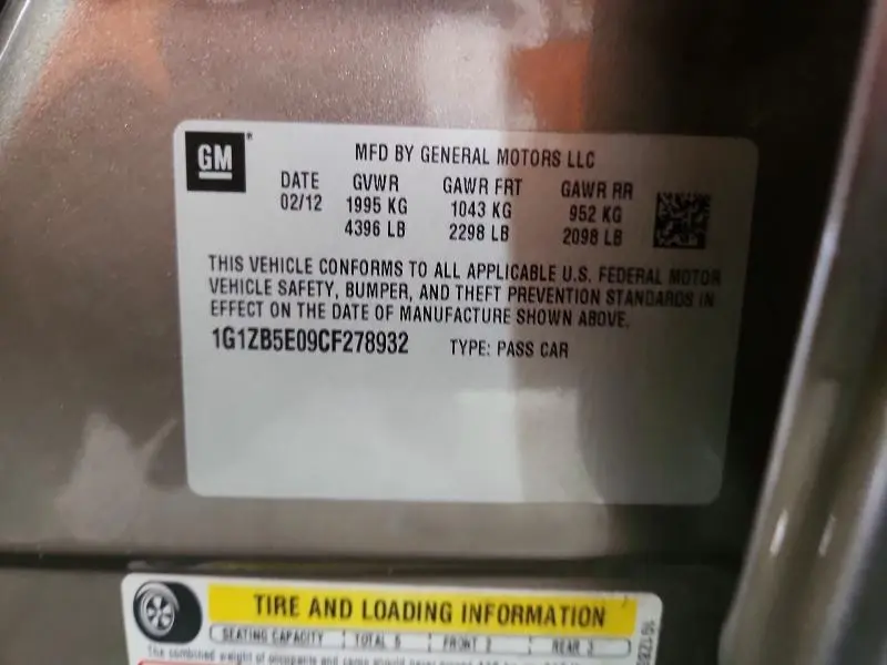 2012 CHEVROLET MALIBU LS  