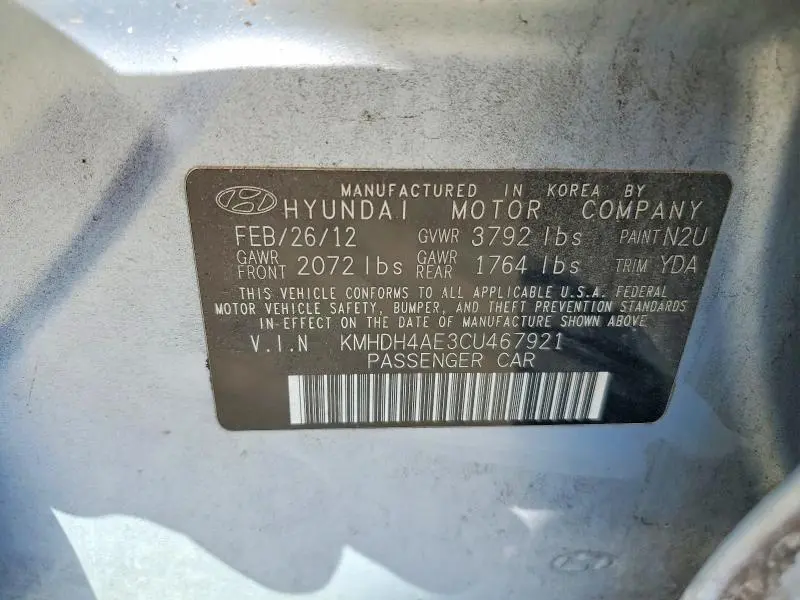 2012 HYUNDAI ELANTRA GLS  