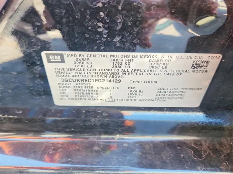 2015 CHEVROLET SILVERADO K1500 LT  