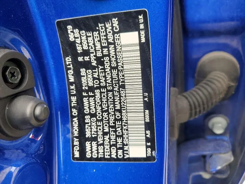 2019 HONDA CIVIC EX  