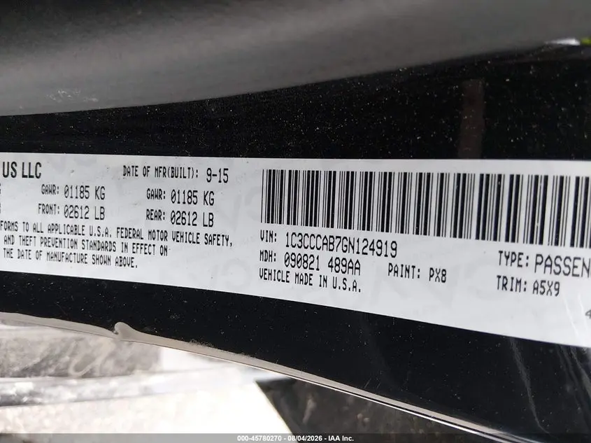 2016 CHRYSLER 200 LIMITED