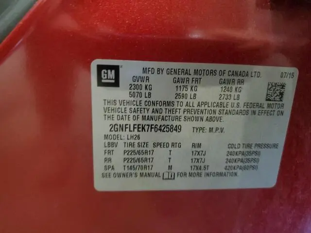 2015 CHEVROLET EQUINOX LT