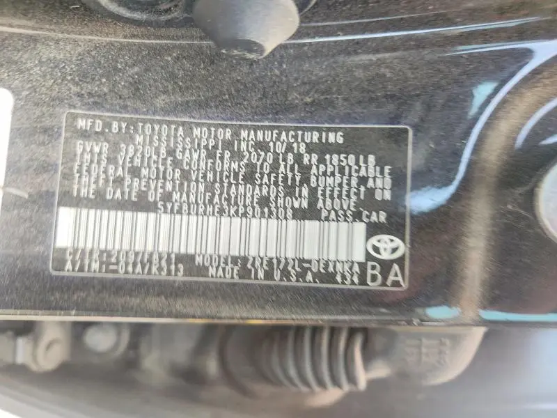 2019 TOYOTA COROLLA LE  