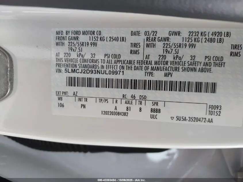 2022 LINCOLN CORSAIR RESERVE