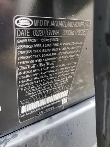 2020 LAND ROVER RANGE ROVER P525 HSE  