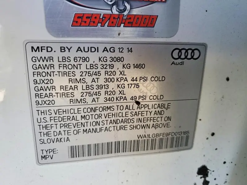 2015 AUDI Q7 PREMIUM PLUS  