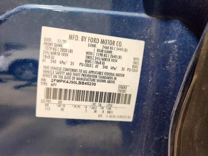 2020 FORD EDGE SEL  