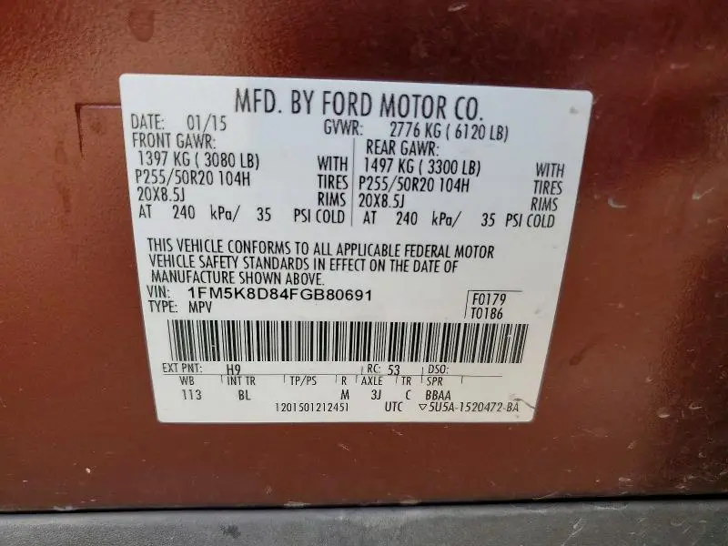 2015 FORD EXPLORER XLT  