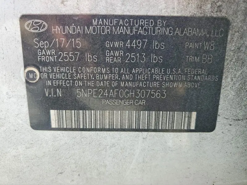 2016 HYUNDAI SONATA SE  