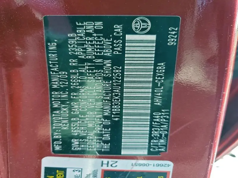 2010 TOYOTA CAMRY HYBRID  