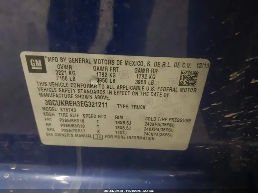 2014 CHEVROLET SILVERADO 1500 1LT