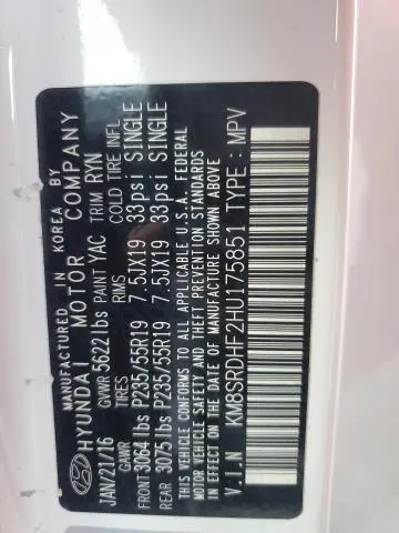 2017 HYUNDAI SANTA FE SE ULTIMATE  