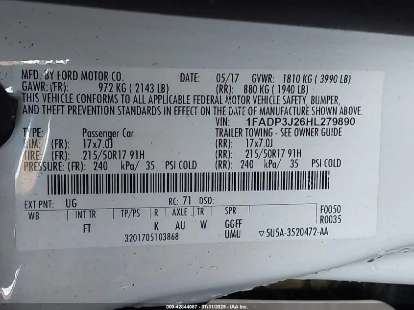 2017 FORD FOCUS TITANIUM