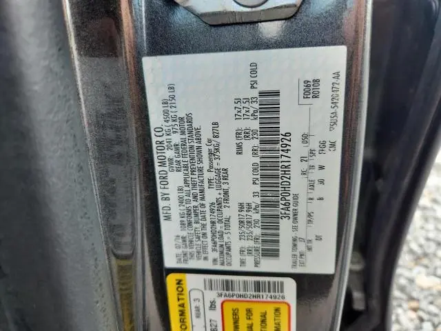 2017 FORD FUSION SE  