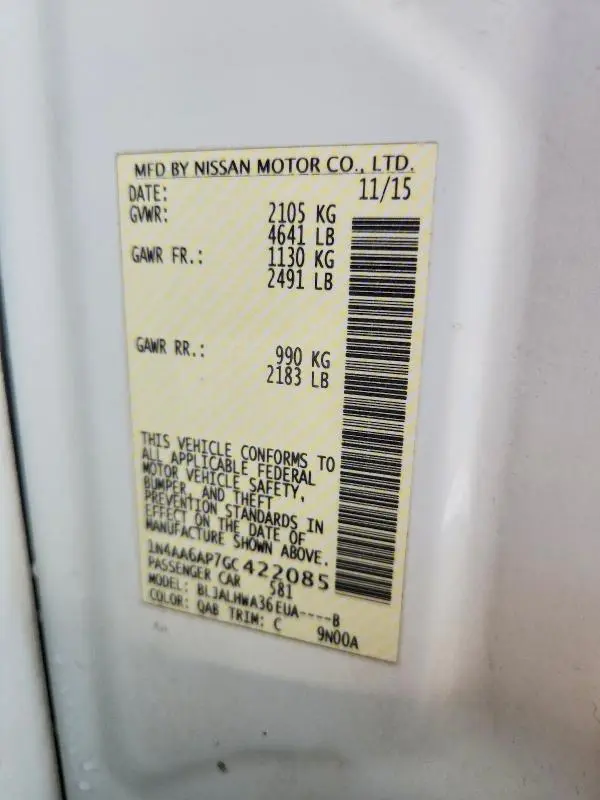 2016 NISSAN MAXIMA PLATINUM  