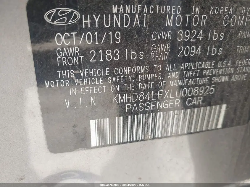 2020 HYUNDAI ELANTRA SEL