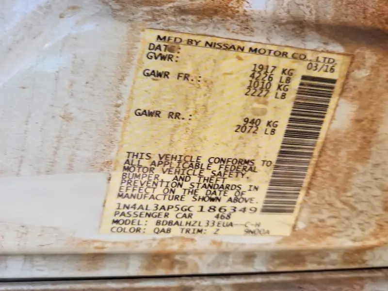 2016 NISSAN ALTIMA 2.5 SR  