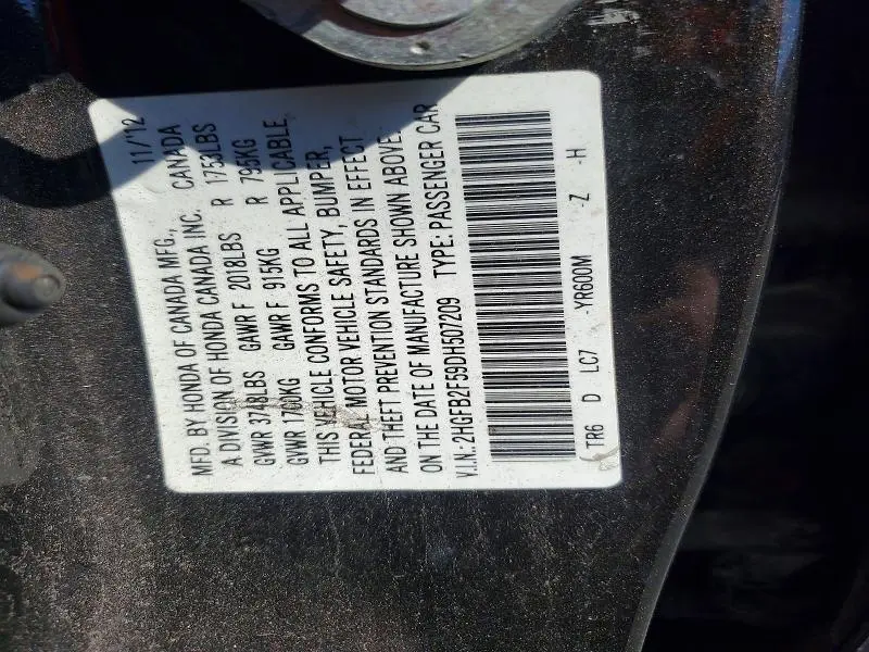 2013 HONDA CIVIC LX  