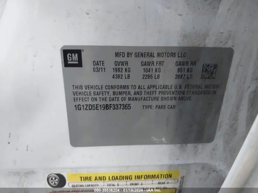 2011 CHEVROLET MALIBU 2LT