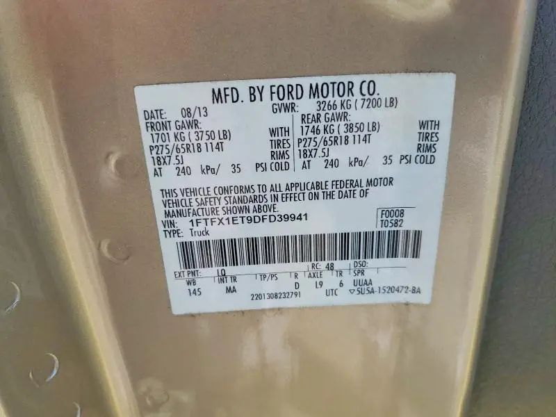 2013 FORD F150 SUPER CAB  