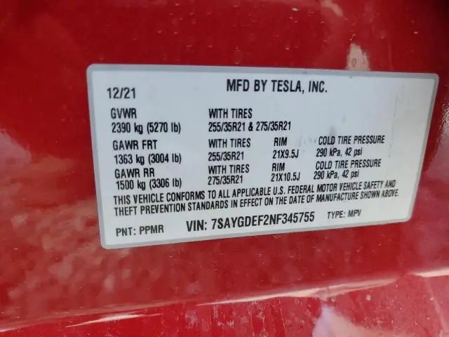 2022 TESLA MODEL Y   