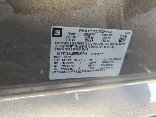 2016 CHEVROLET TAHOE C1500 LT  