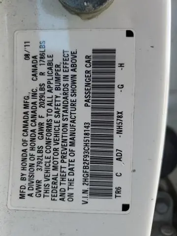 2012 HONDA CIVIC EXL  