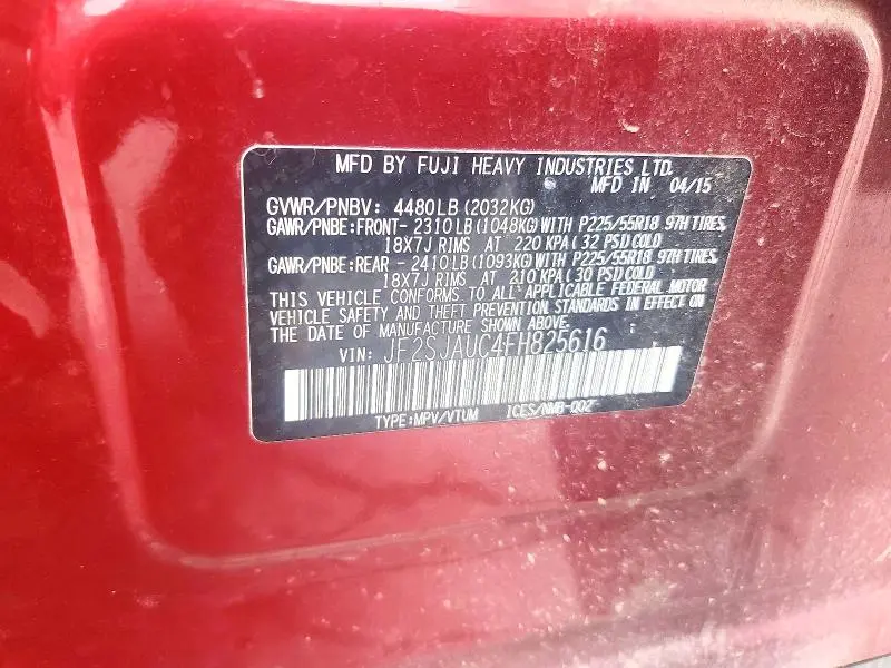 2015 SUBARU FORESTER 2.5I TOURING  