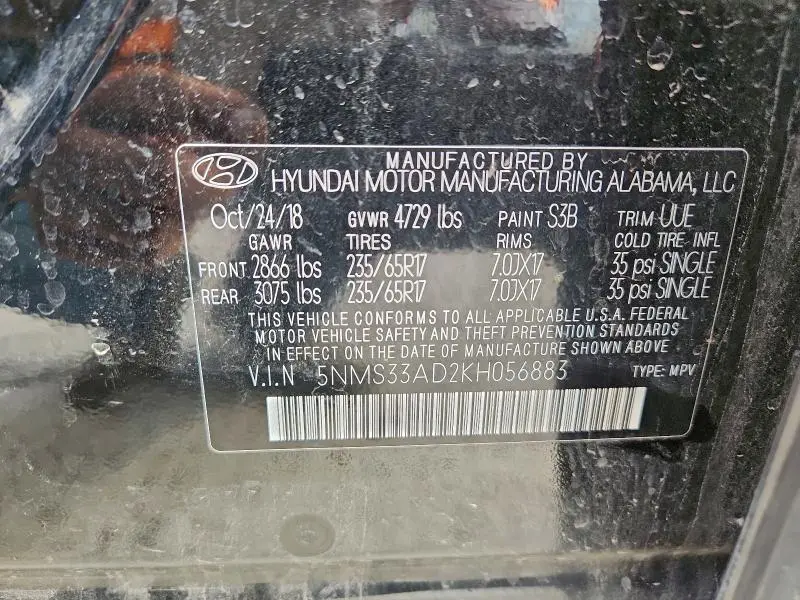 2019 HYUNDAI SANTA FE SEL  