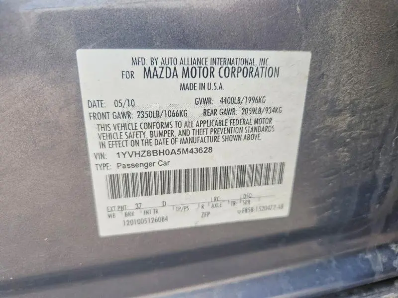 2010 MAZDA 6 I  