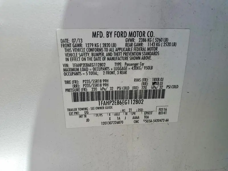 2014 FORD TAURUS SEL  