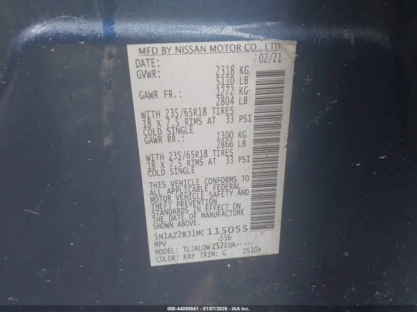 2021 NISSAN MURANO SV FWD