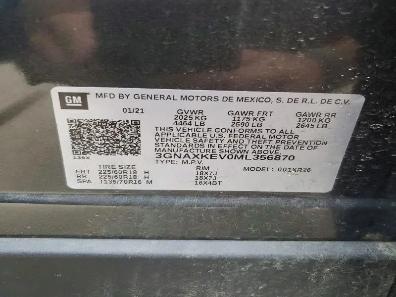 2021 CHEVROLET EQUINOX LT  