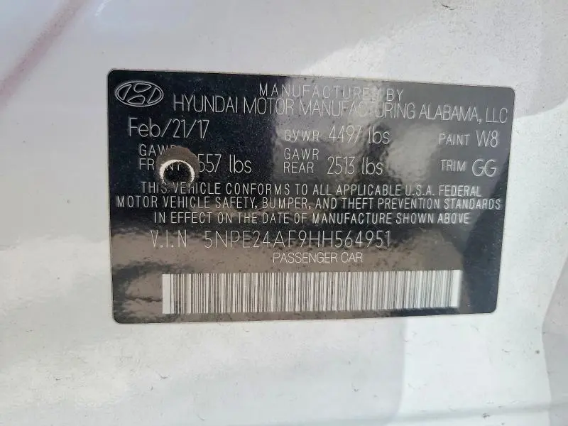 2017 HYUNDAI SONATA SE  