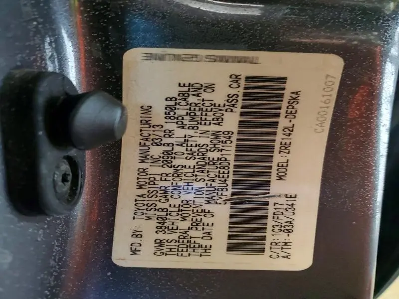 2013 TOYOTA COROLLA BASE  