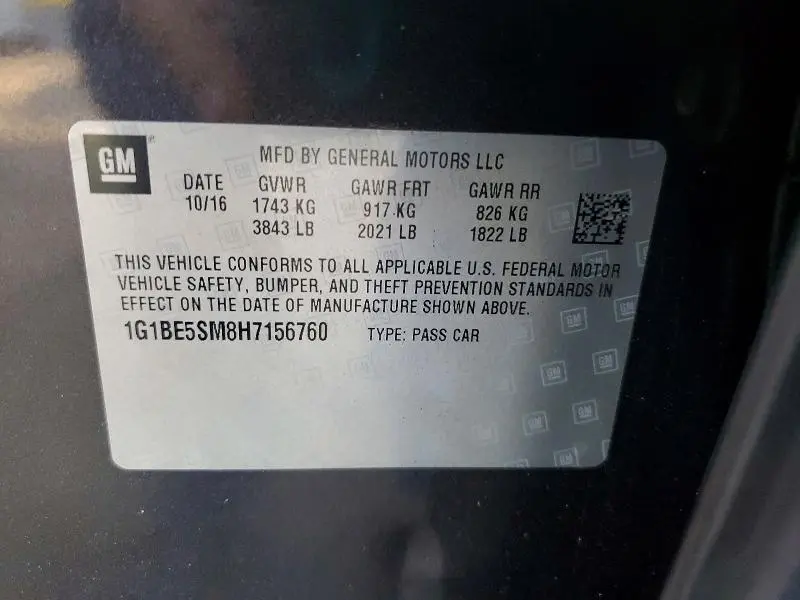 2017 CHEVROLET CRUZE LT  