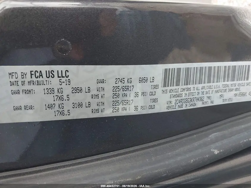 2019 DODGE GRAND CARAVAN SE