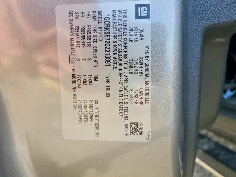 2012 CHEVROLET SILVERADO K1500 LT  