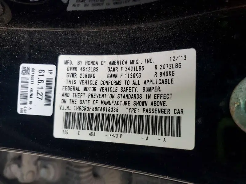 2014 HONDA ACCORD EXL  