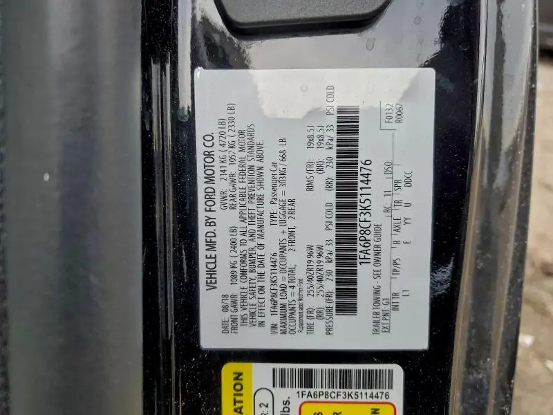 2019 FORD MUSTANG GT  