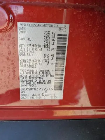2020 NISSAN ROGUE S  
