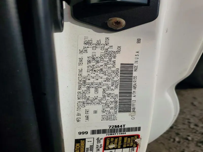 2011 TOYOTA TACOMA BASE  