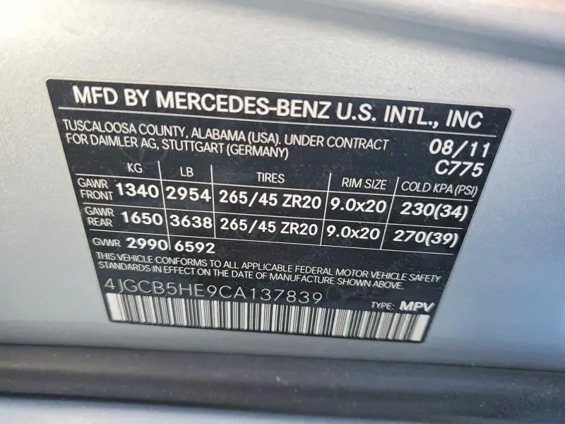 2012 MERCEDES-BENZ R 350 4MATIC  