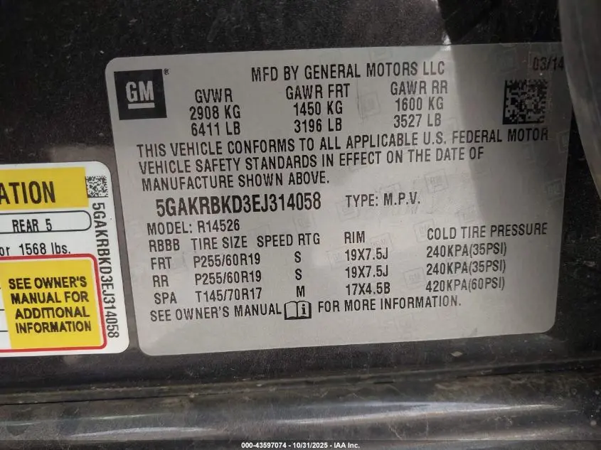 2014 BUICK ENCLAVE LEATHER