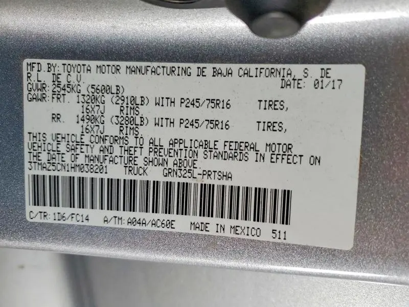 2017 TOYOTA TACOMA SR5 V6  