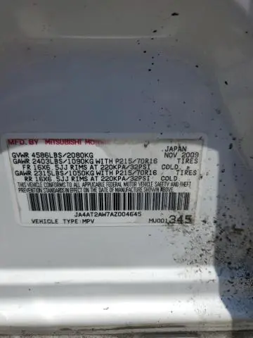 2010 MITSUBISHI OUTLANDER ES  